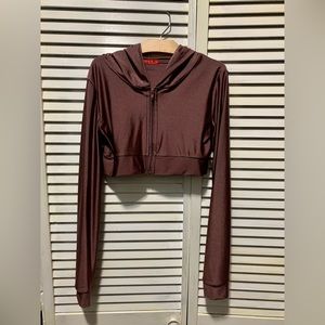 Crop long sleeve zip up top